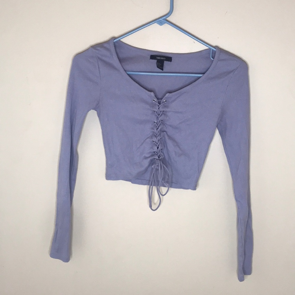 Lavender long sleeve crop top